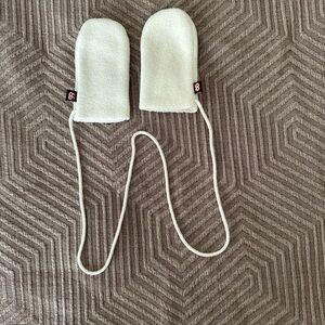 66 North baby White Fleece Mittens with String